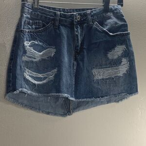 Vanilla Star Blue Distressed Women’s Mini Jean Skirt Size 5
